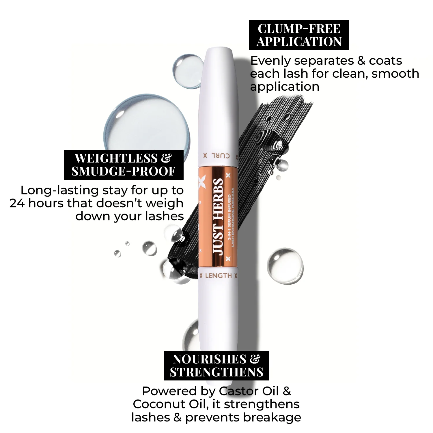 2-in-1 Serum-infused Lash Enhancing Mascara with Castor Oil and Coconut Oil - Image 2
