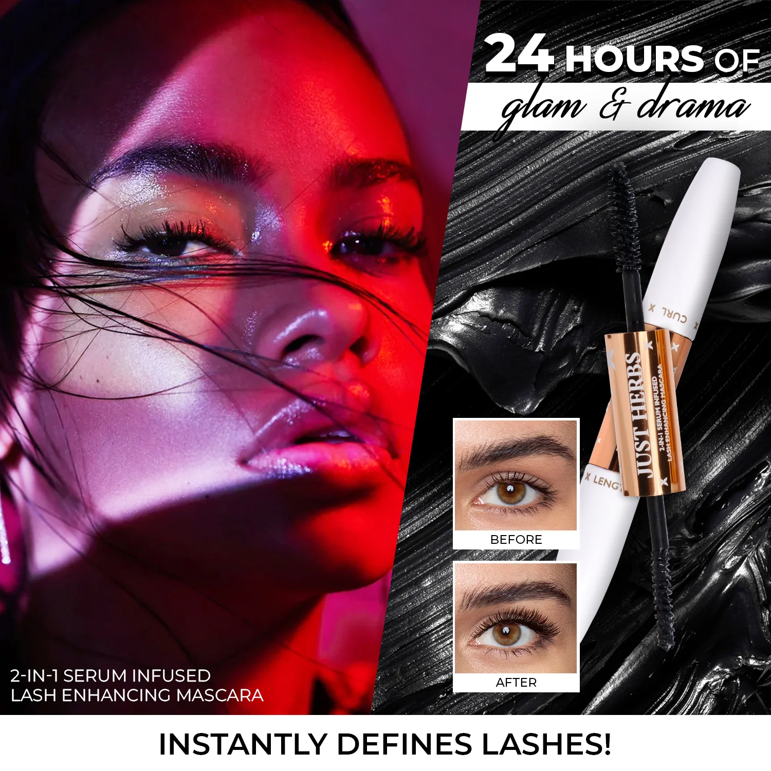 2-in-1 Serum-infused Lash Enhancing Mascara with Castor Oil and Coconut Oil - Image 4