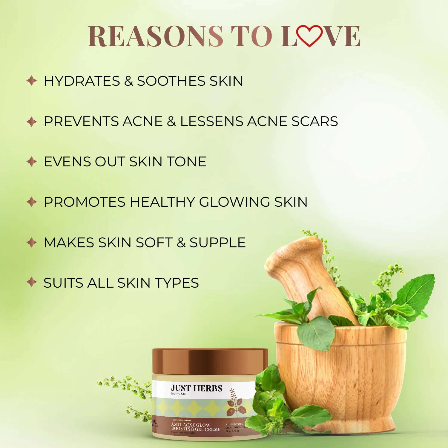 Anti-Acne Glow Boosting Gel Creme with Tulsi and Manjishtha / Fagel - Image 3