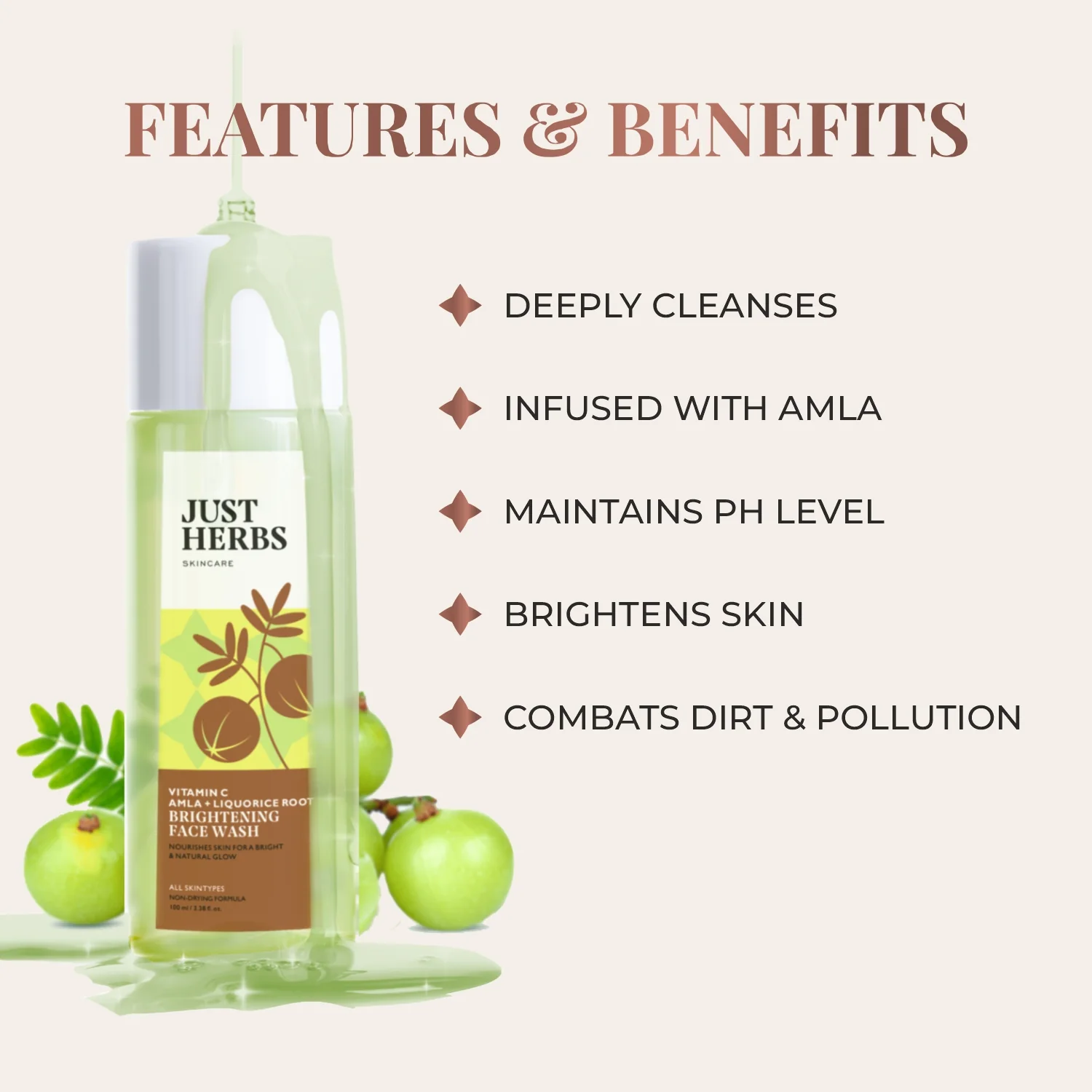 Brightening Face Wash - Vitamin C Amla & Liquorice Root - Image 3