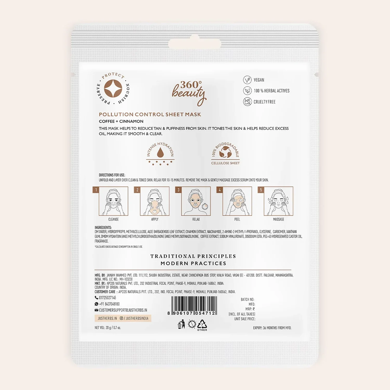 Coffee Sheet Mask with Cinnamon For Pollution Control - Image 11