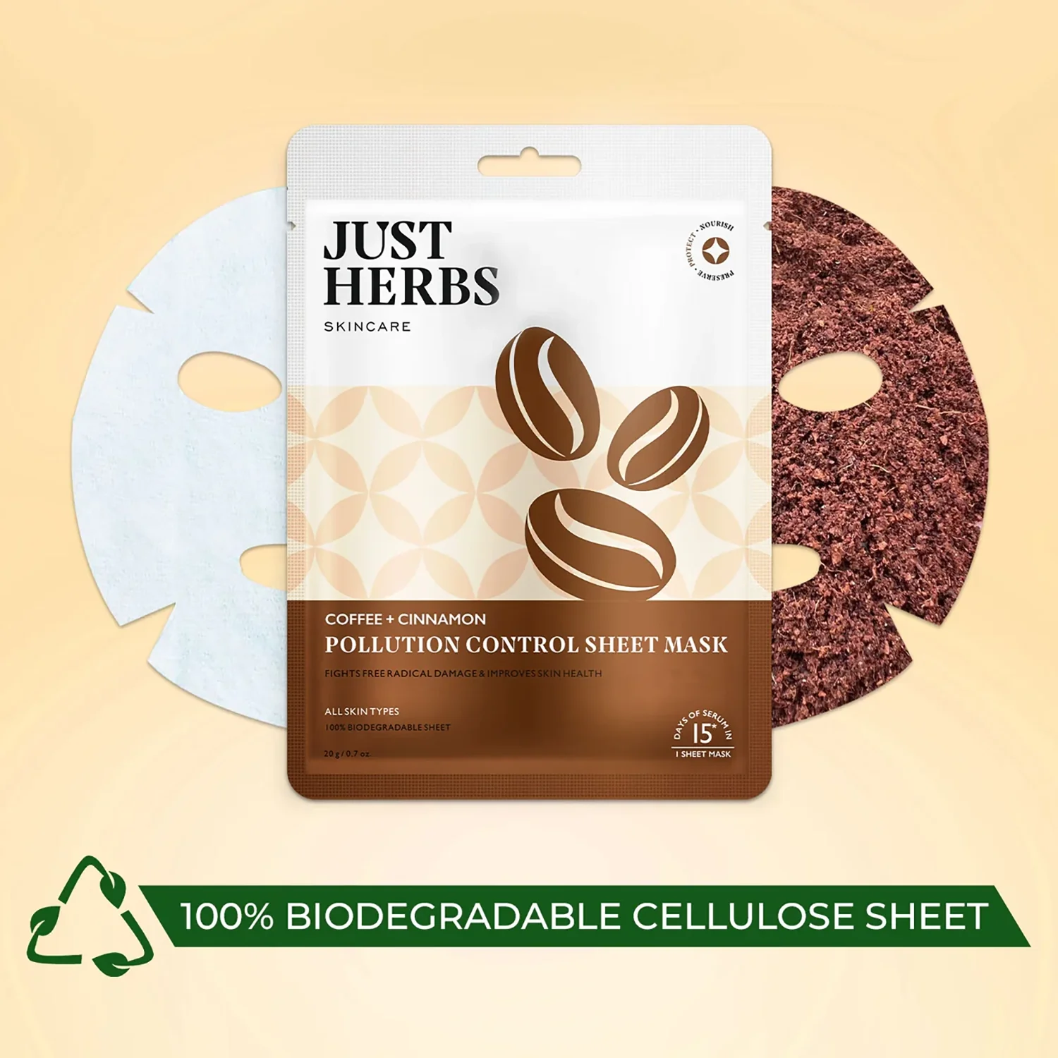 Coffee Sheet Mask with Cinnamon For Pollution Control - Image 8