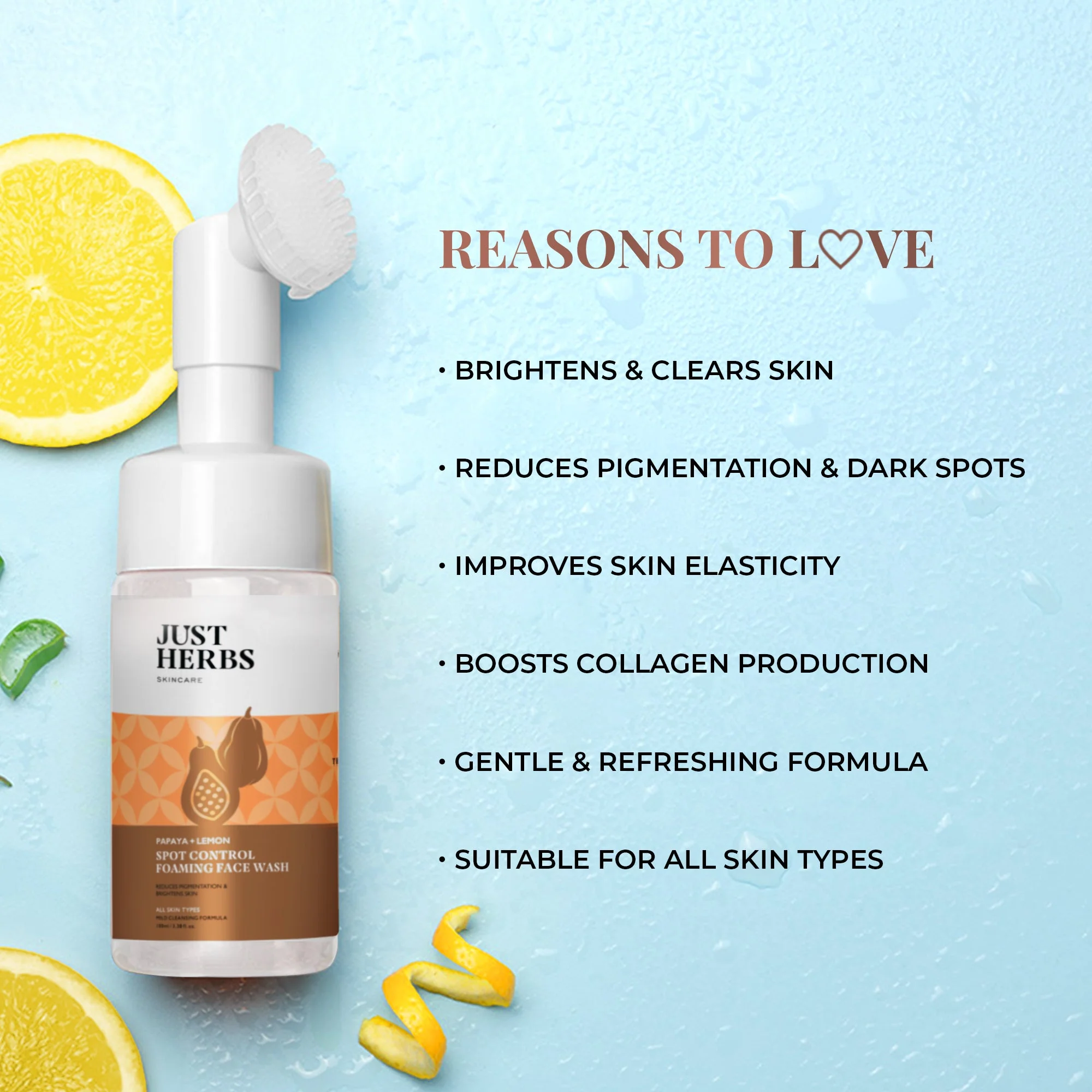 Foaming Face Wash with Papaya & Lemon for Spot Reduction:100ml - Image 3