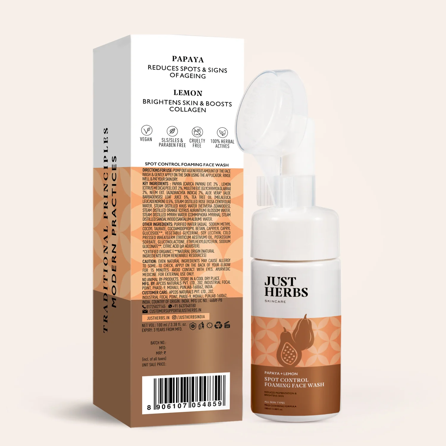 Foaming Face Wash with Papaya & Lemon for Spot Reduction:100ml - Image 9