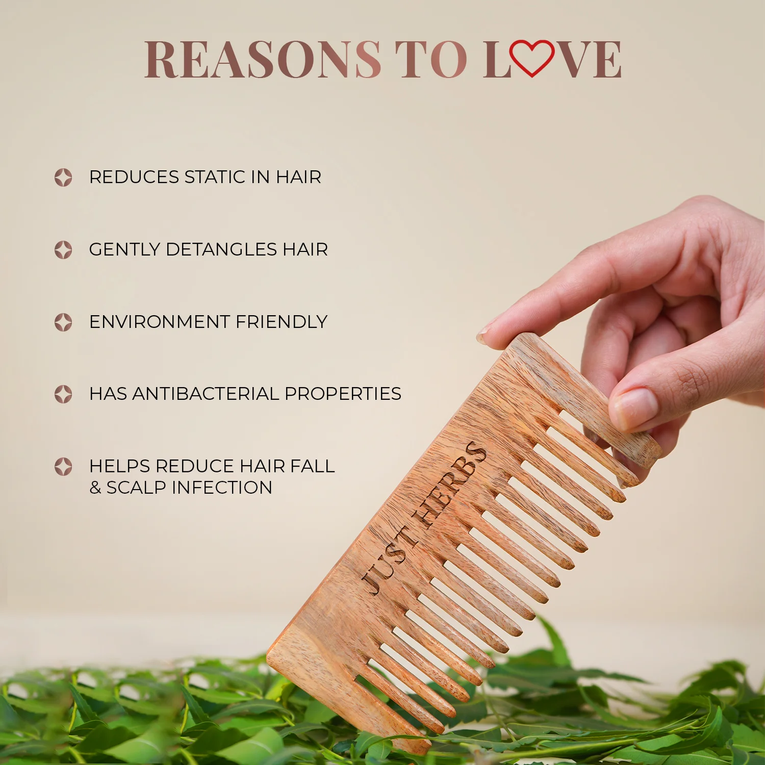 Handmade Wide-Tooth Neem Comb - Image 3