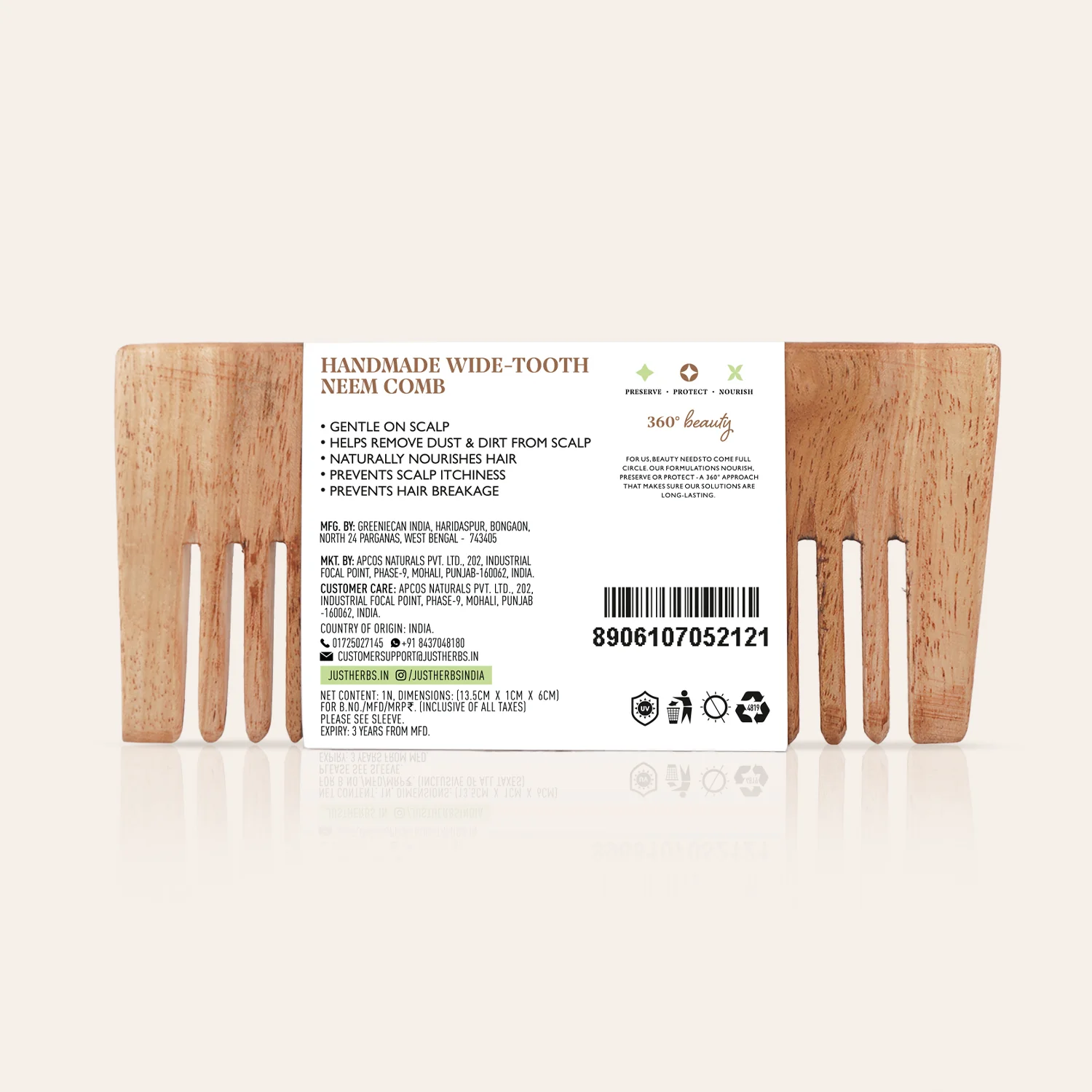 Handmade Wide-Tooth Neem Comb - Image 7