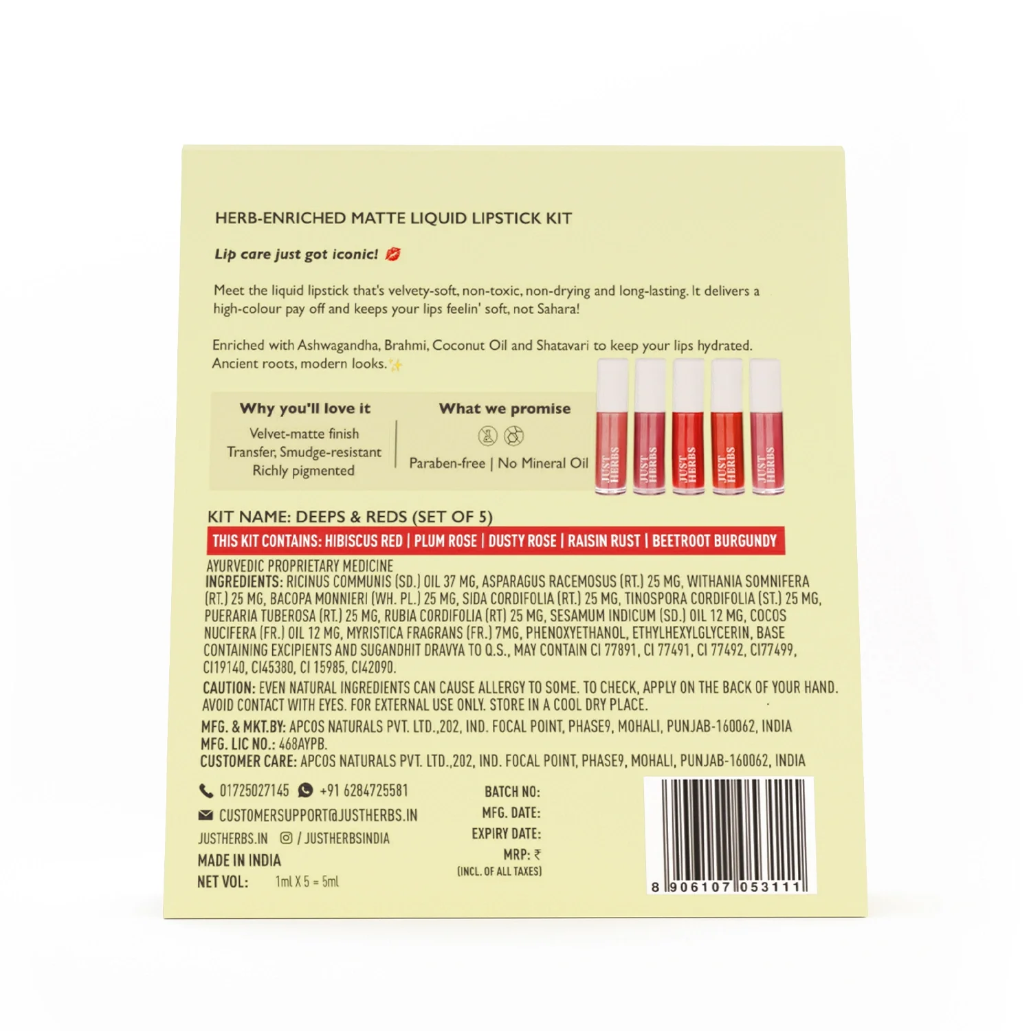 Herb Enriched Matte Liquid Lipstick Kit- Set of 5 - Image 9
