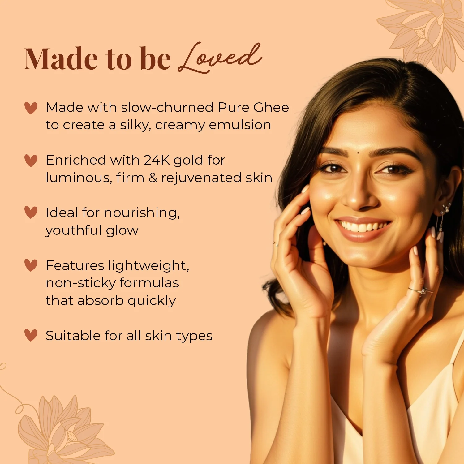 Just Herbs Golden Nourish Gift Set | Gifts for Her | 24K Gold & Pure Ghee Ritual - Set of 3 - Image 3