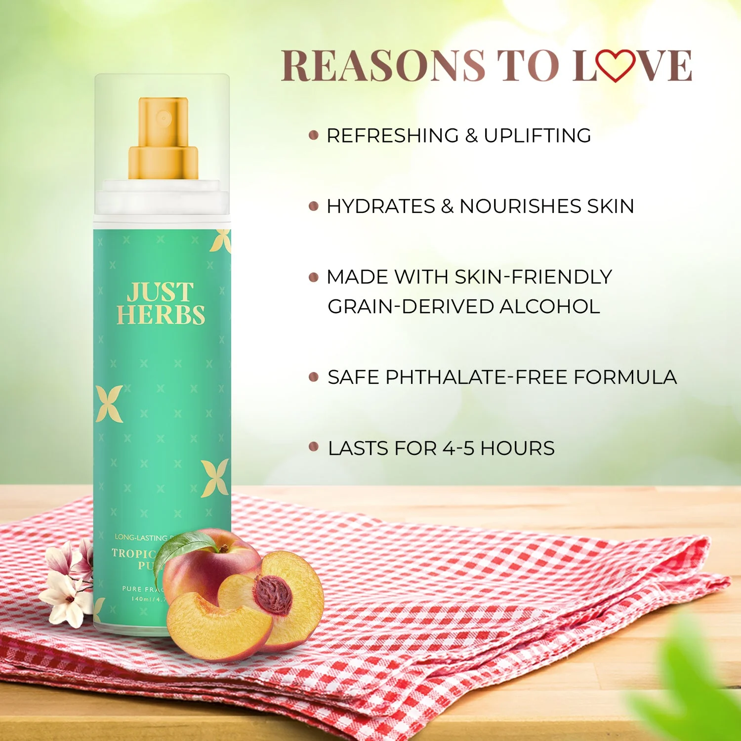 Just Herbs Long-Lasting Tropical Fruit Punch Body Mist - 140 ml - Image 3