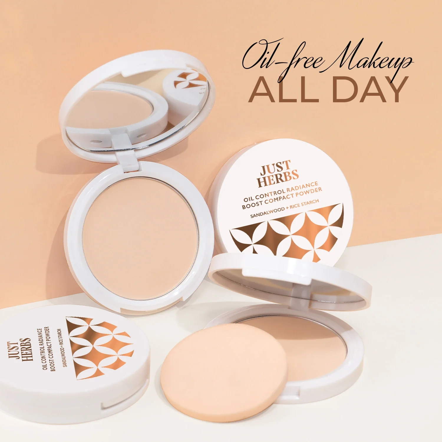 Just Herbs Oil Control Radiance Boost Compact Powder 04 Beige - Image 4
