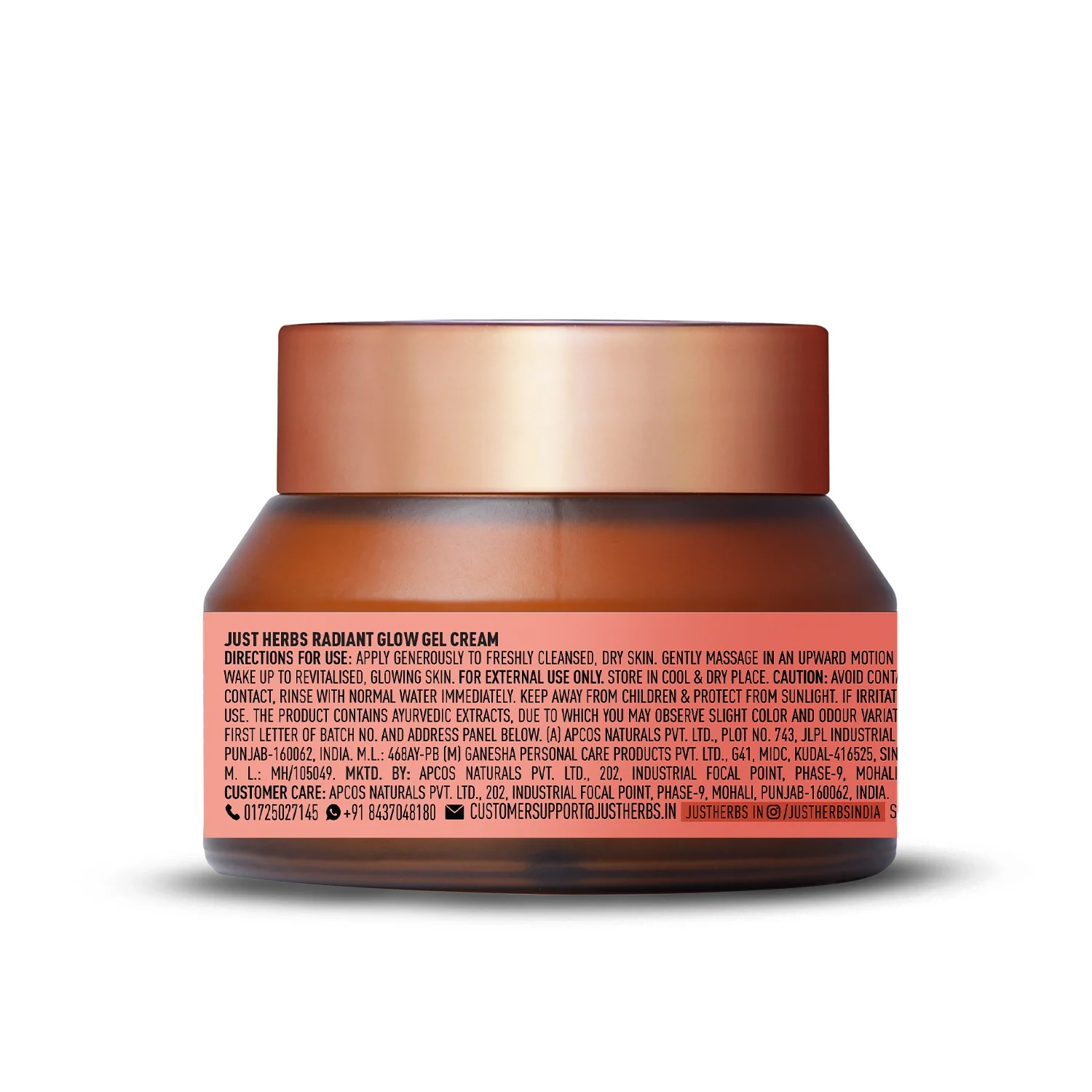 Just Herbs Radiant Glow Face Gel Cream with Mandarin & Saffron - 50ml - Image 9