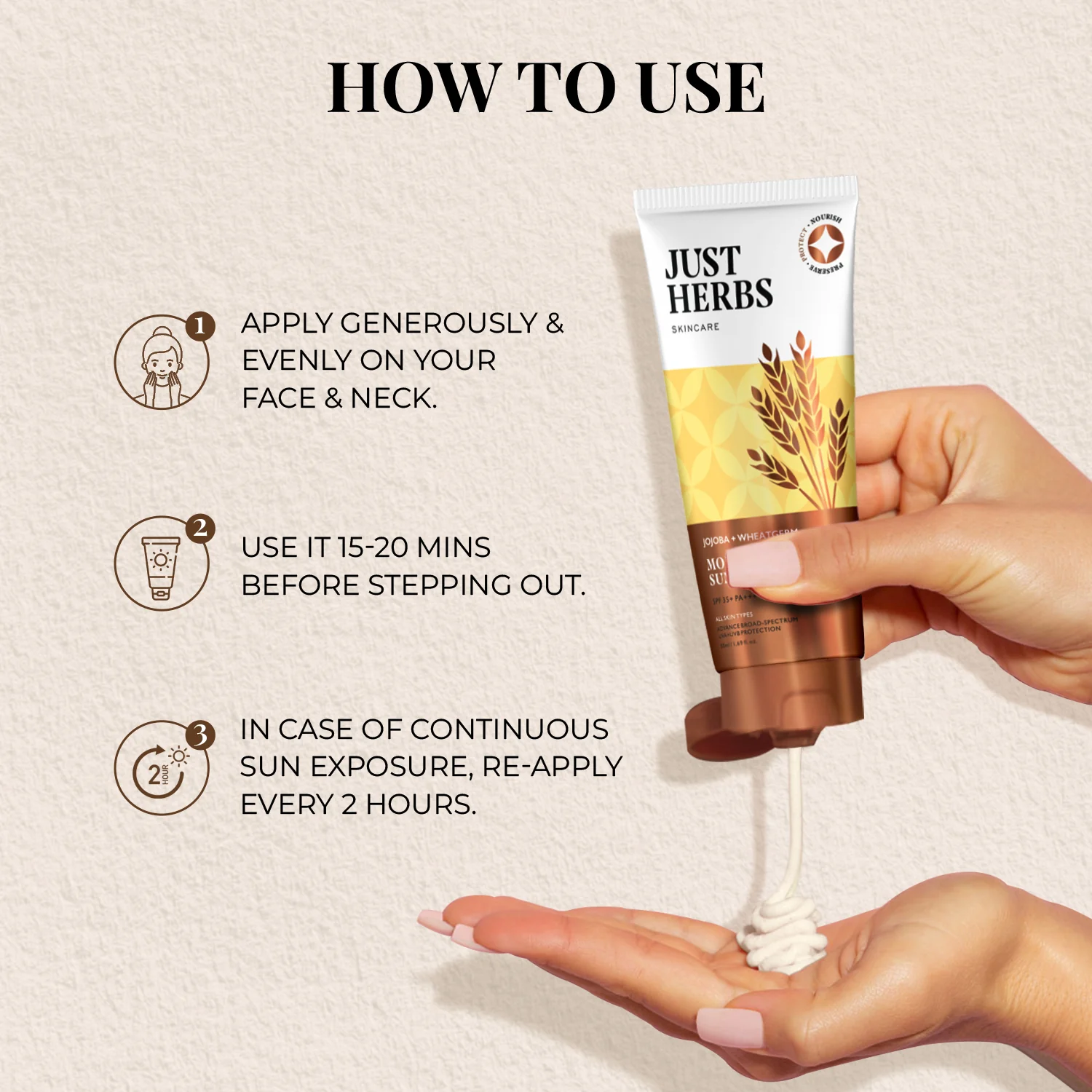 Moisturising Sunscreen Gel with SPF 35+ PA++++ with Jojoba and Wheatgerm - Image 6