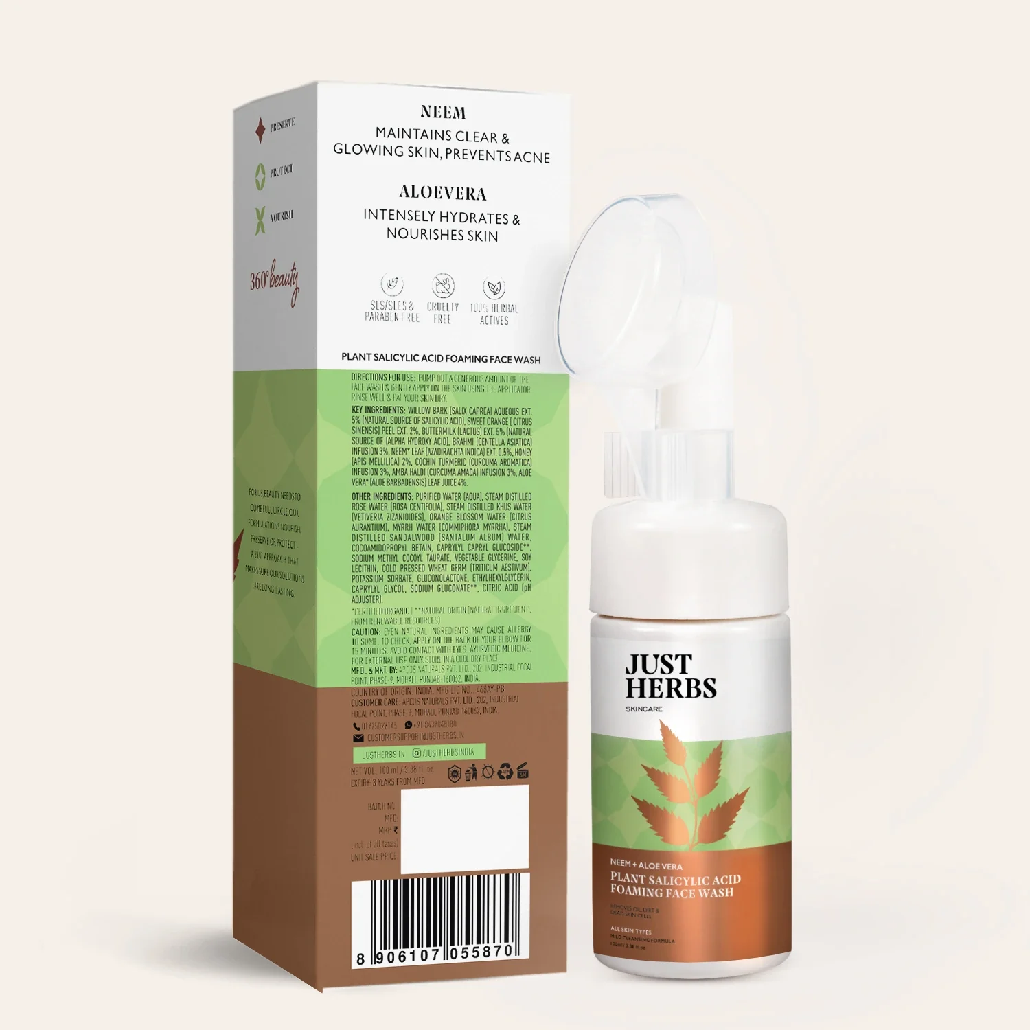Plant Salicylic Acid Foaming Face Wash with Neem & Aloe Vera - Image 8