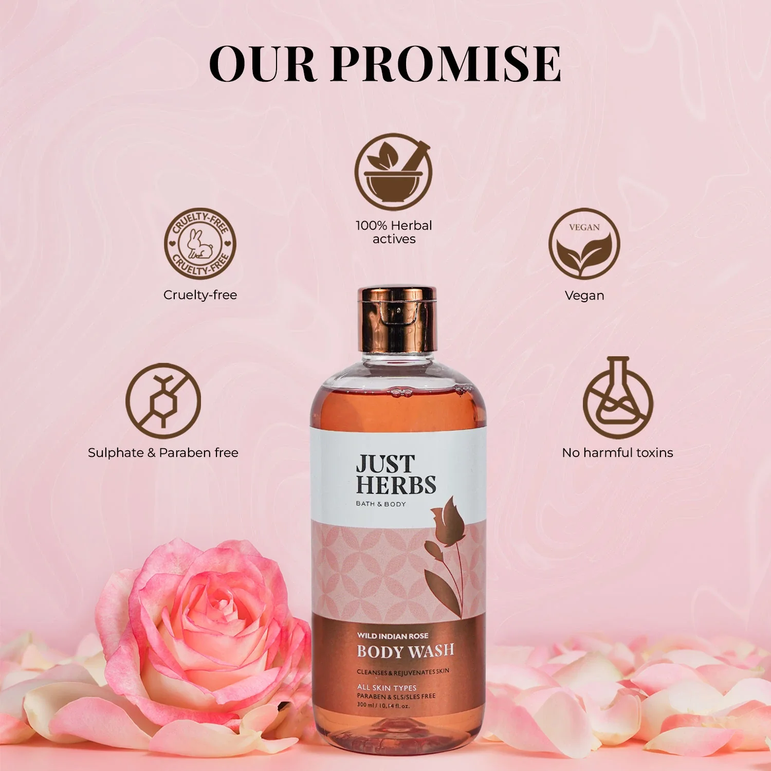 Shatpatri Wild Indian Rose - Gentle Body Wash 300ml - Image 7