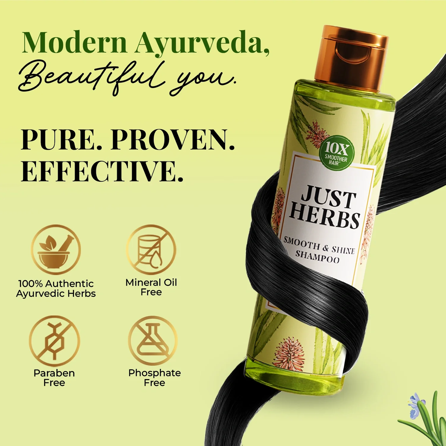 Smooth & Shine Shampoo for Dry and Frizzy Hair| Aloe Vera, Almond, Rice Protein & 12 Herbs - 200ml - Image 8