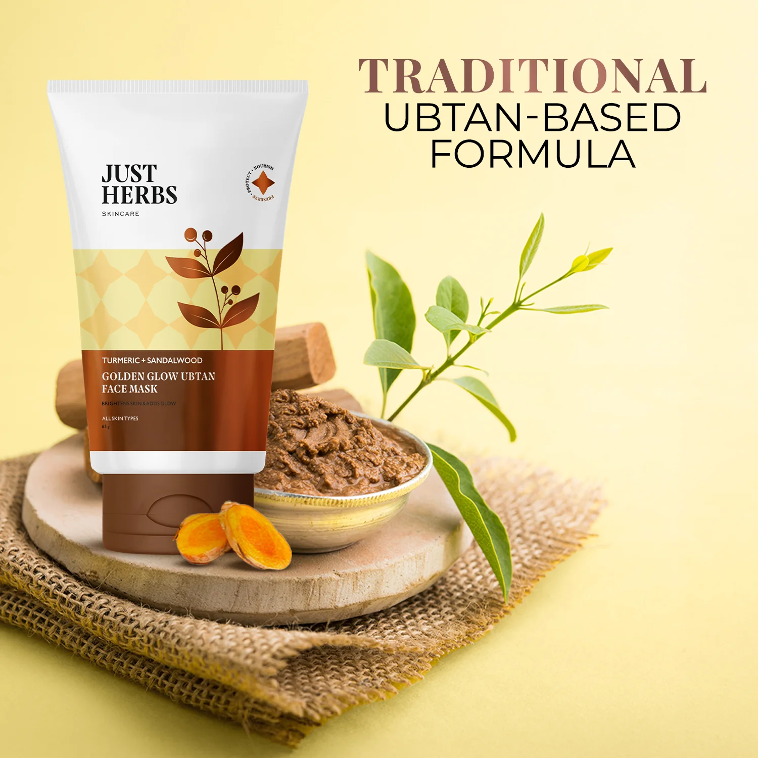 Ubtan Turmeric + Sandalwood Face Mask 100g - Image 3