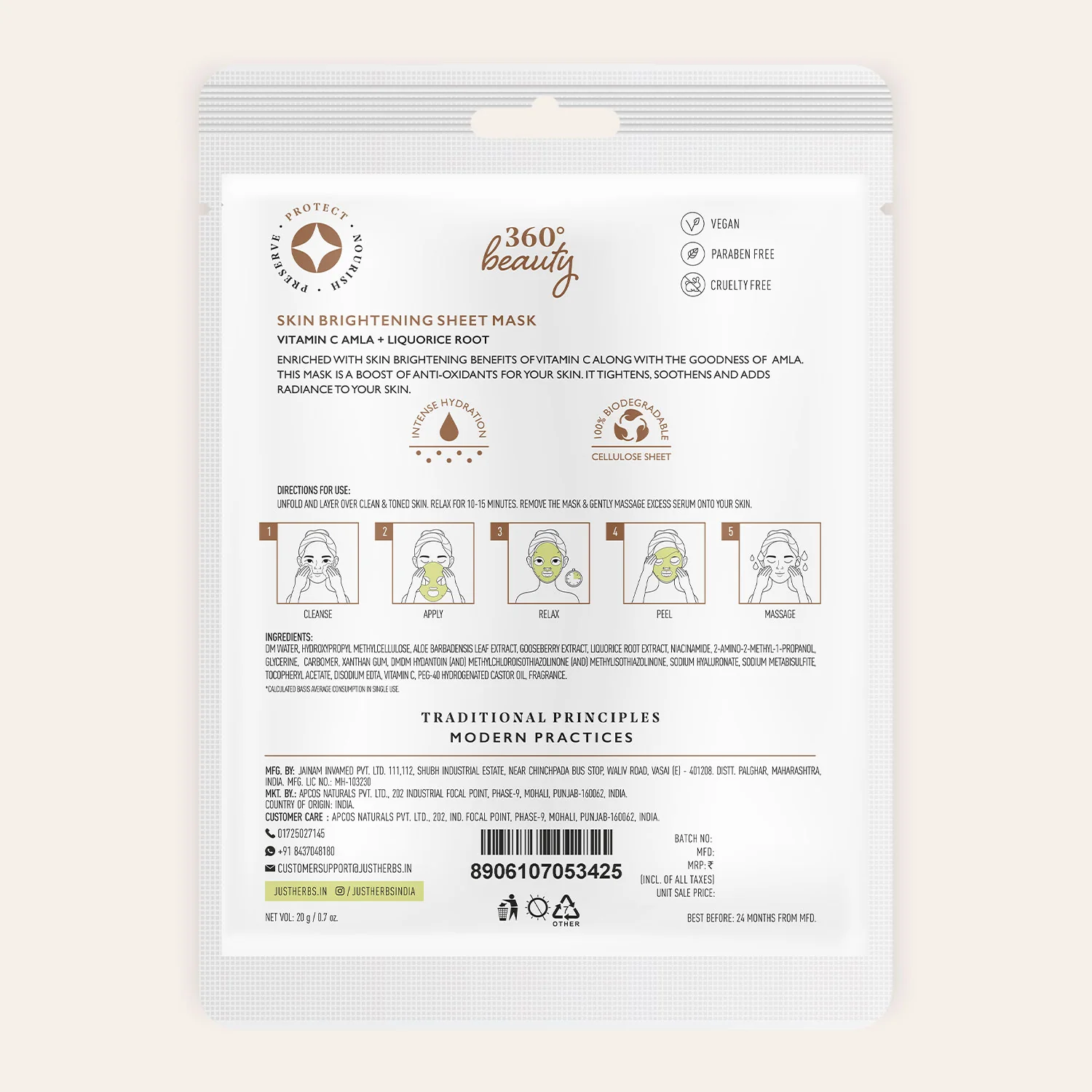 Vitamin C Amla Sheet Mask with Liquorice Root for Skin Brightening - Pack of 1 - Image 10