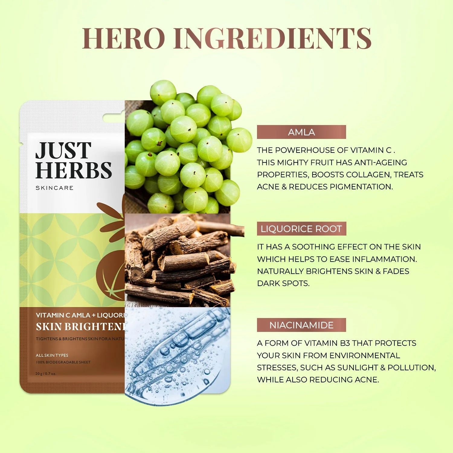 Vitamin C Amla Sheet Mask with Liquorice Root for Skin Brightening - Pack of 1 - Image 6