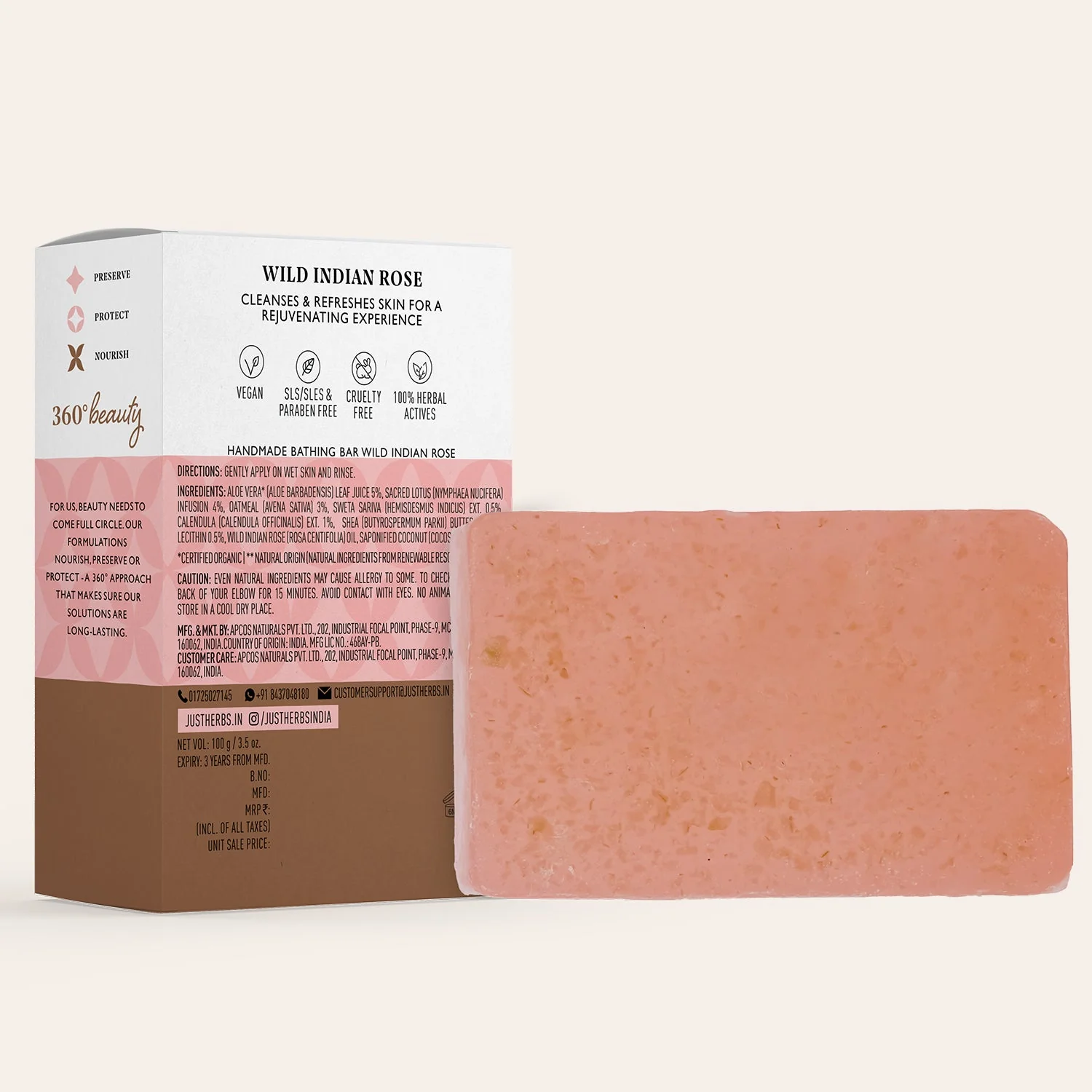 Wild Indian Rose Nourishing Handmade Bathing Bar:Pack of 1 - Image 9